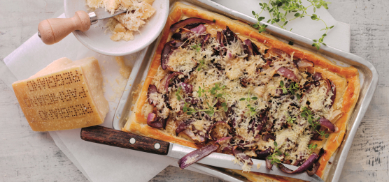 Tortino con cipolla rossa, timo e Parmigiano Reggiano